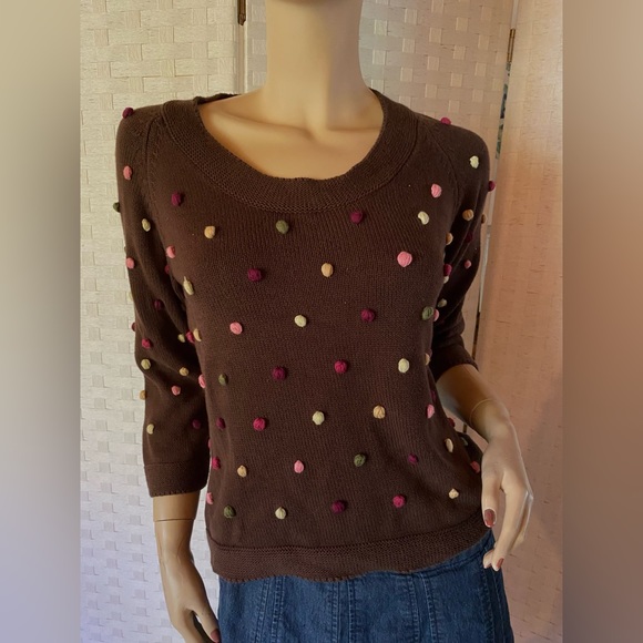 Peck & Peck Sweaters - Brown dotted sweater PETITE MEDIUM
